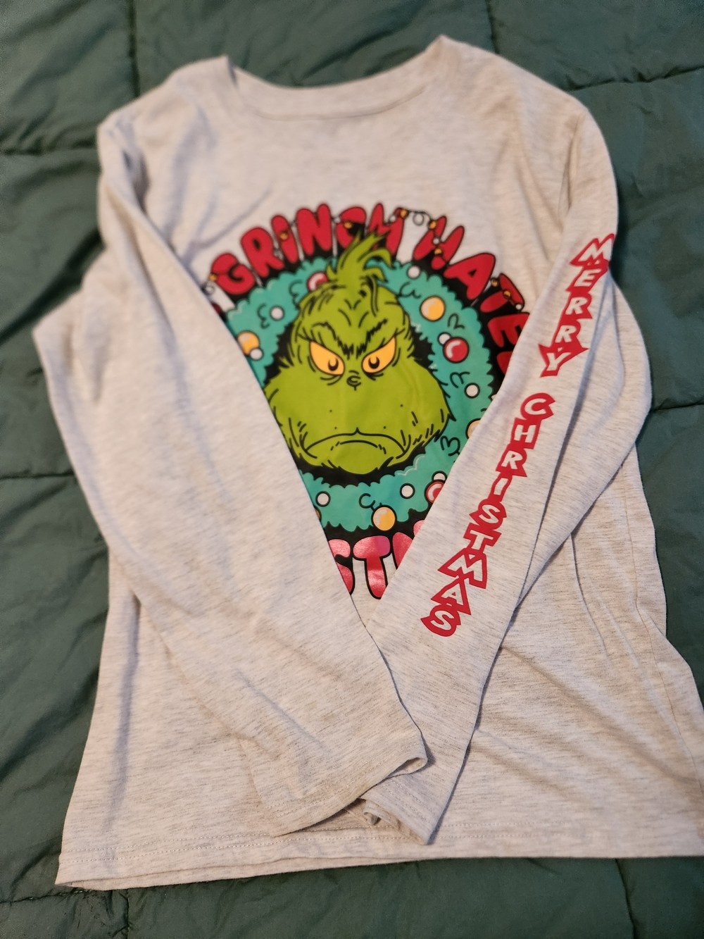 Kids Grinch Graphic Long-Sleeve Tee - Light Gray